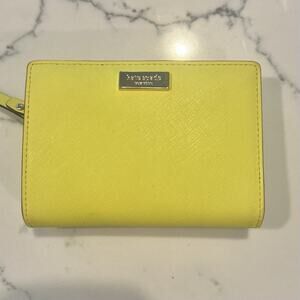 Kate Spade Cara Newberry Lane Wallet Neon Yellow EUC Saffiano Leather